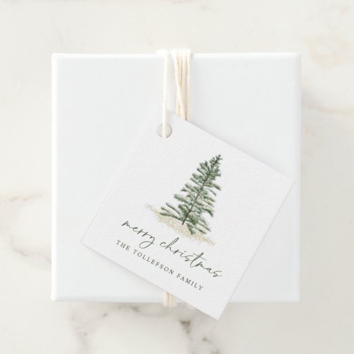 Simple Evergreen Pine Tree Christmas Party Favor Tags