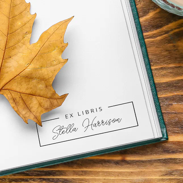 Simple EX LIBRIS Handwritten Script Name Self-inking Stamp | Zazzle