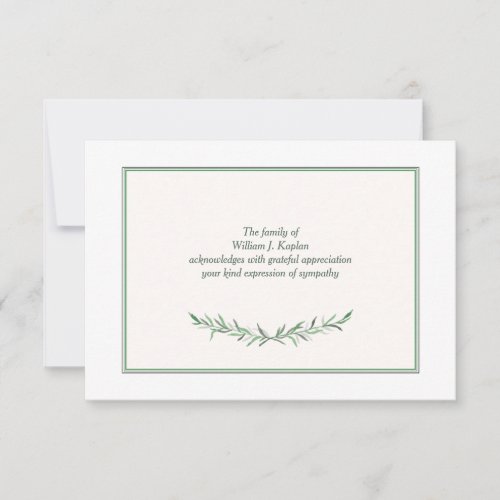 Simple Expression Sympathy Thank You Card
