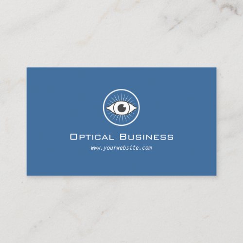 Simple Eye Icon Vintage Blue Optical Business Card