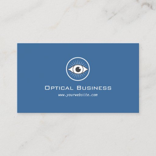 Customizable Simple Eye Icon Vintage Blue Optical Business Card