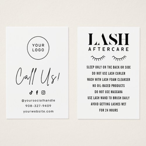 Simple Eyelash Extensions Lash Aftercare Card
