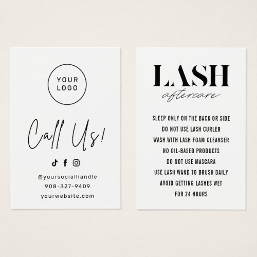 Simple Eyelash Extensions Lash Aftercare Card