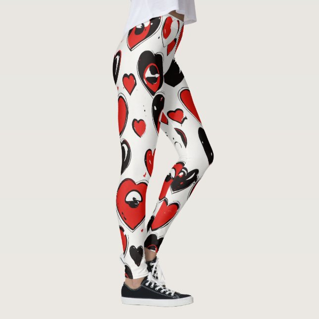 "Simple Eyes Emoji Pattern on Hard" Leggings (Right)