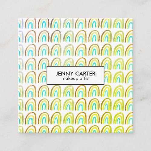 Simple Faded Watercolor Rainbows Pattern Cool Square Business Card