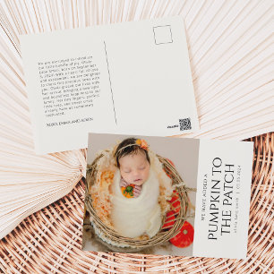 Simple Fall Autumn Birth Announcement Postcard