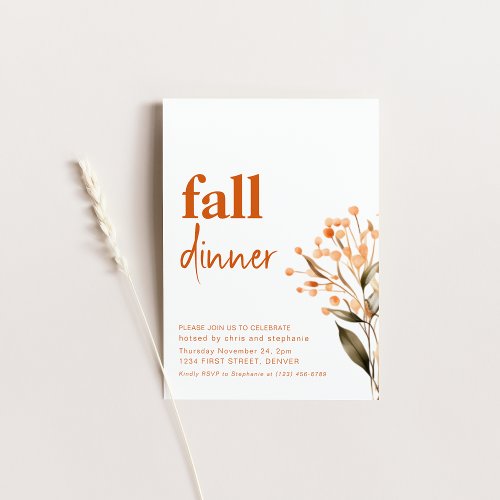 Simple Fall Autumn Dinner Party Invitation