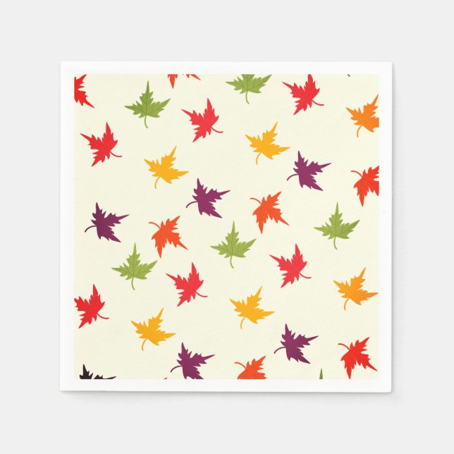 Simple Fall Autumn Leaves Pattern Colorful Napkins (Front)