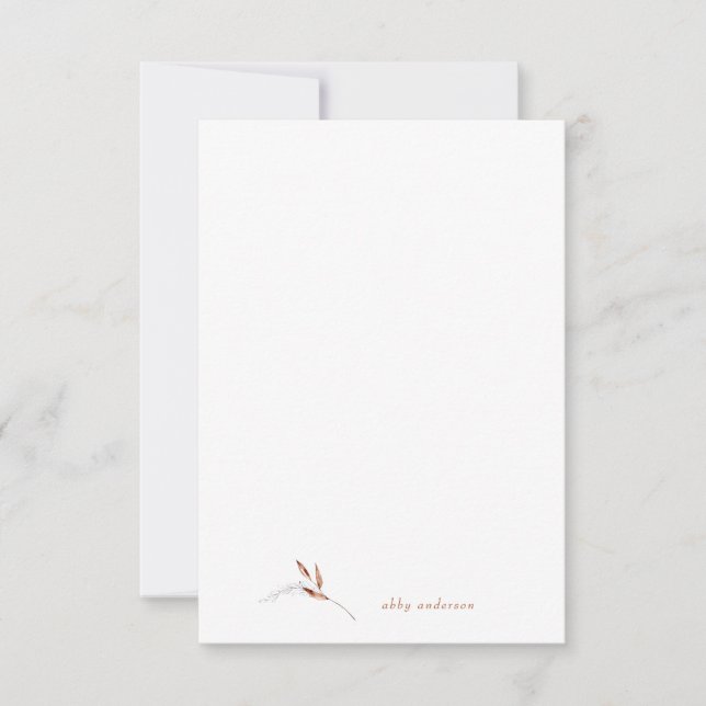 Simple Fall Foliage Blank Custom Name Thank You Card (Front)