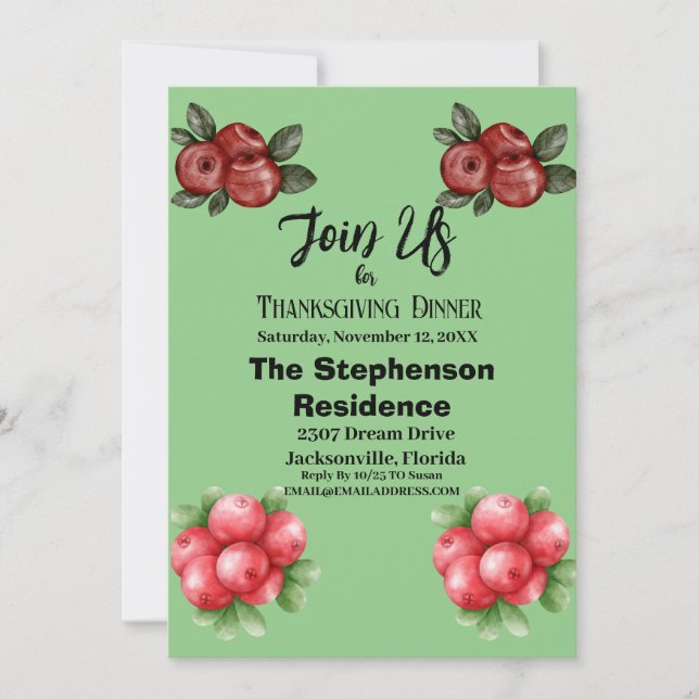 Simple Fall Foliage Family Thanksgiving Gathering Invitation (Front)