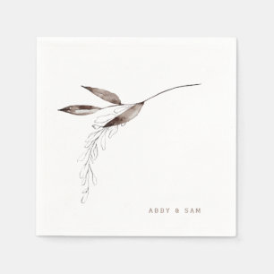 Simple Fall Foliage Wedding Couple Names Cocktail Napkins