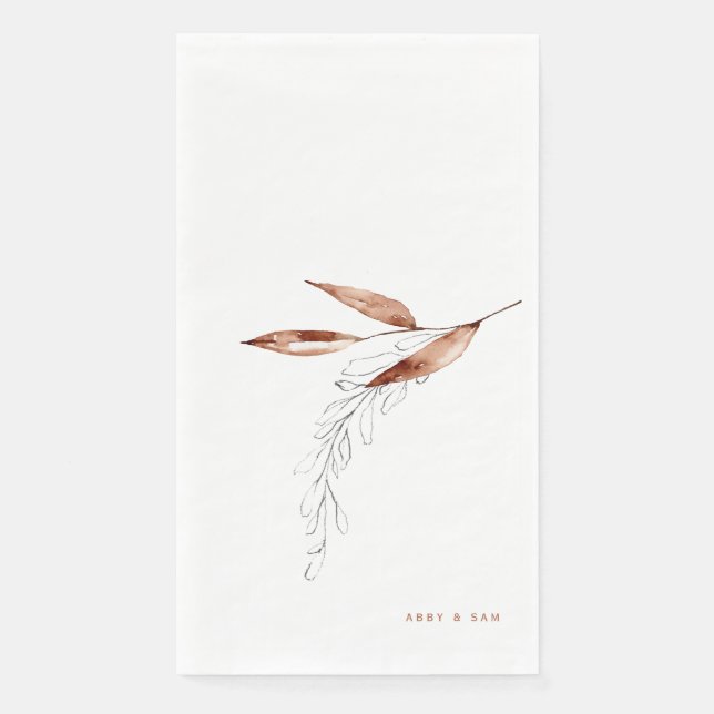 Simple Fall Foliage Wedding Couple Names  Paper Guest Towels (Front)