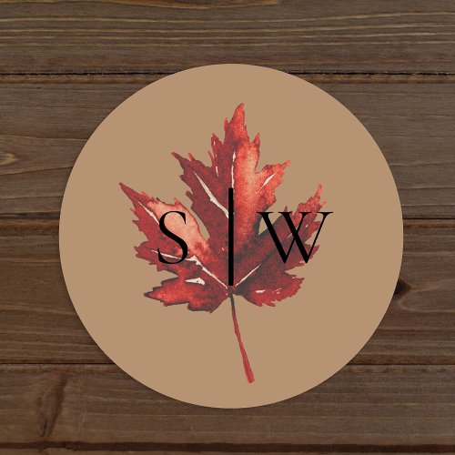 Simple Fall Leaf Terracotta Wedding Envelope Seal