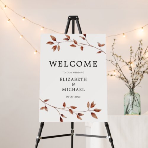 Simple Fall Leaves Large Wedding Welcome Foam Board