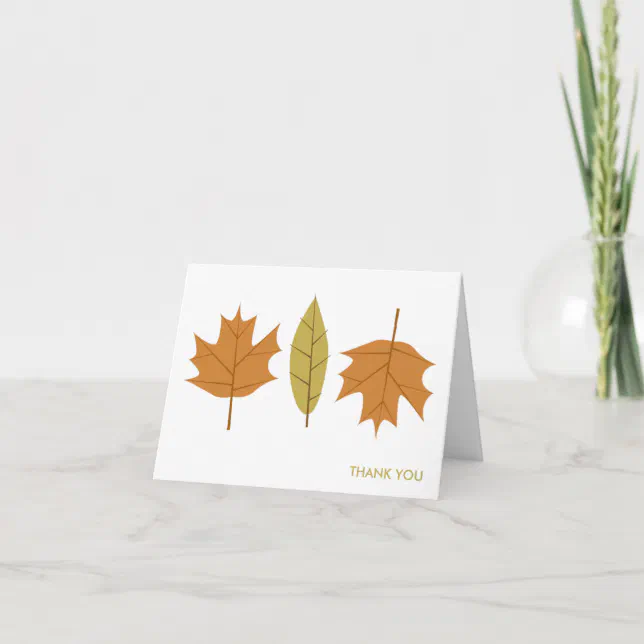 Simple Fall Leaves Thank You Note Cards | Zazzle