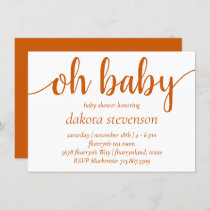 Simple Fall Oh Baby | Burnt Orange Script Shower Invitation