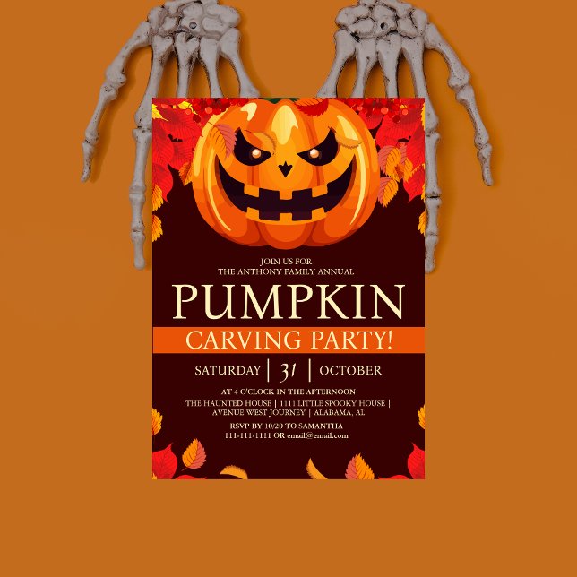 Simple Fall Pumpkin Carving Party Halloween Spooky Invitation (Creator Uploaded)