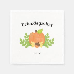 Simple Fall Pumpkin Friendsgiving Dinner Napkins