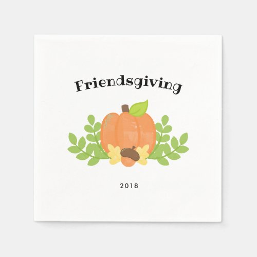 Simple Fall Pumpkin Friendsgiving Dinner Napkins