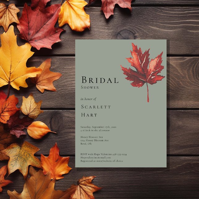Simple Fall Sage Green Wedding Bridal Shower Invitation (Creator Uploaded)