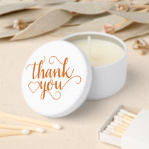 Simple Fall Script | Burnt Orange Thank You Heart Mini Candle Favors