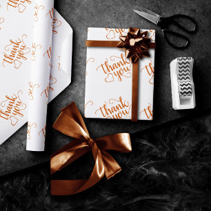 Simple Fall Script   Burnt Orange Thank You Heart Wrapping Paper