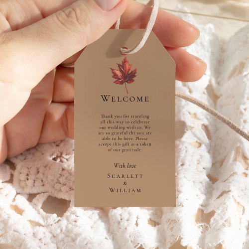 Simple Fall Terracotta Destination Wedding Welcome Gift Tags