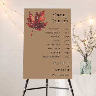 Simple Fall Terracotta Wedding Order Of Events Foam Board