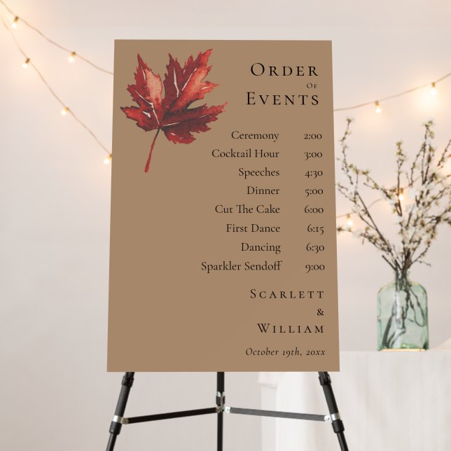 Simple Fall Terracotta Wedding Order Of Events Foam Board (In Situ (Stand))