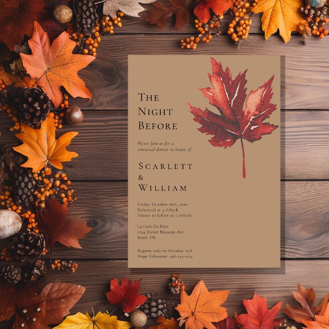 Simple Fall Terracotta Wedding The Night Before Invitation (Creator Uploaded)