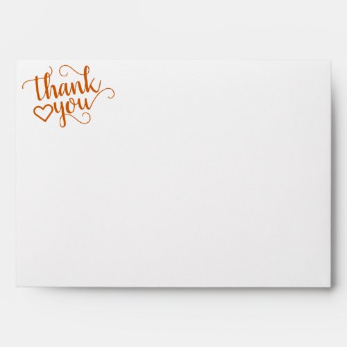 Simple Fall Thank You  Orange Return Address Envelope