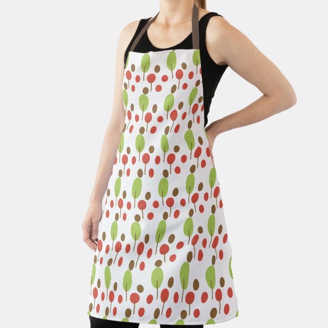 Simple Fall  Trees Dots Orange Green Apron (Insitu)