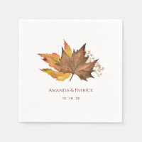 Simple Fall Watercolor Autumn Leaves, Wedding