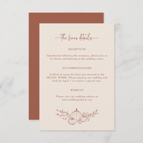 Simple Fall Wedding Details Enclosure Card