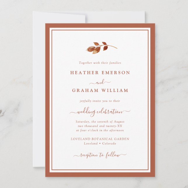 Simple Fall Wedding Invitation (Front)