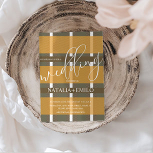 Simple Fall Wedding Plaid Invitation