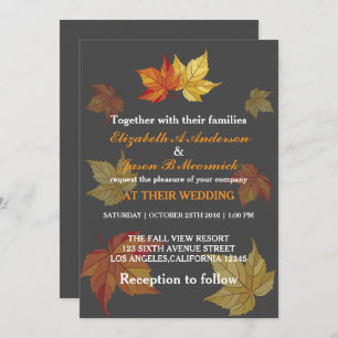 Simple Falling Maple Leaves Wedding Invitation