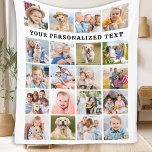 Simple Family 20 Custom Photos Collage Birthday  Fleece Blanket<br><div class="desc">Cozy Memories Photo Collage Blanket Wrap yourself in warmth and cherished moments with our Cozy Memories Photo Collage Blanket. This modern and simple design is perfect for showcasing up to 20 photos of your most treasured memories. Whether it's family gatherings, beloved grandparents, close friends, playful pets, or joyful moments with...</div>