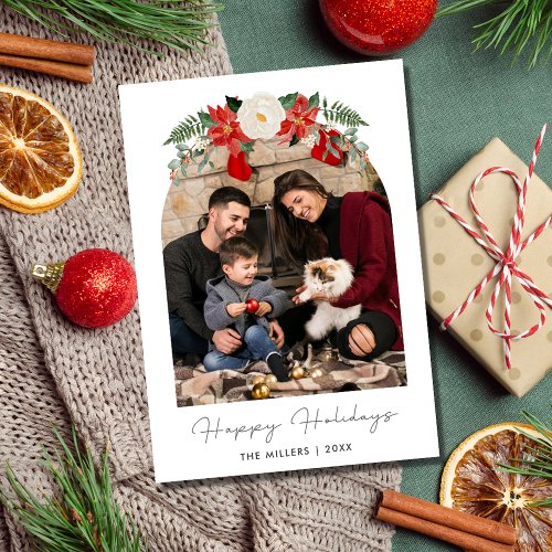 Simple Family Arch Photo Happy Holidays Christmas Holiday Card