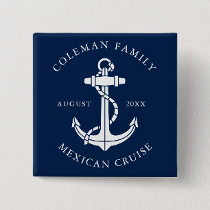Simple Family Cruise Nautical Boat Anchor Button
