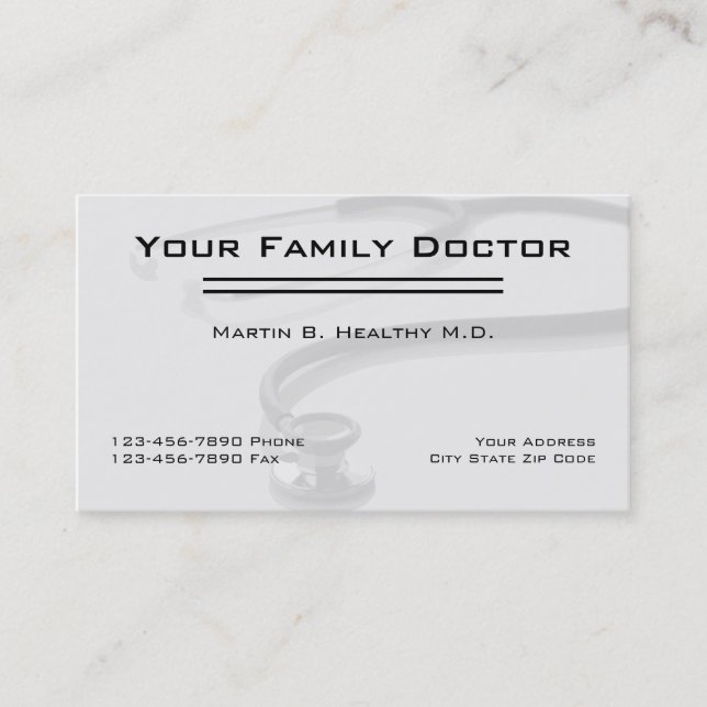 Simple Family Doctor Business Cards (Front)