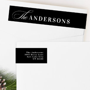 Simple Family Name Black Return address label