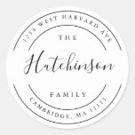 Simple Family Name Round Return Address Label at Zazzle