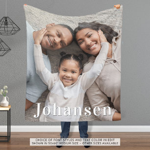 Simple Family One Photo Name Fleece Blanket