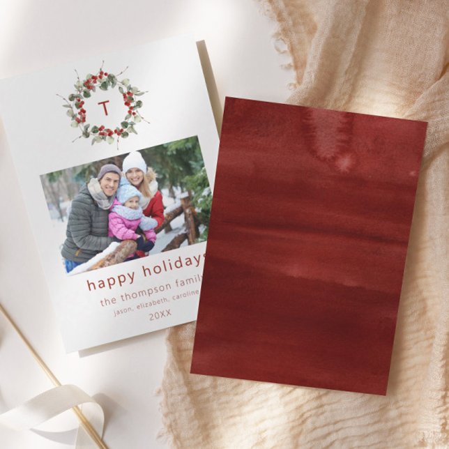 Simple Family Photo Initial Christmas Holiday Card (Creator Uploaded)