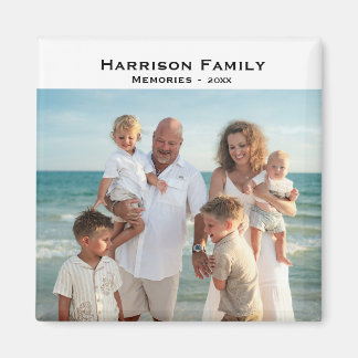 Simple Family Photo Memories Year Square Magnet
