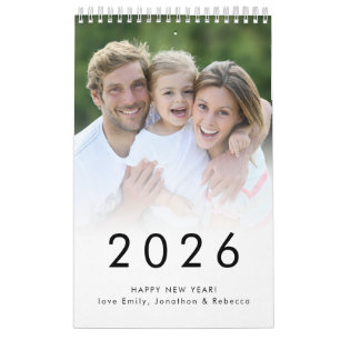 Simple Family Photo per Month Name 2026 Calendar