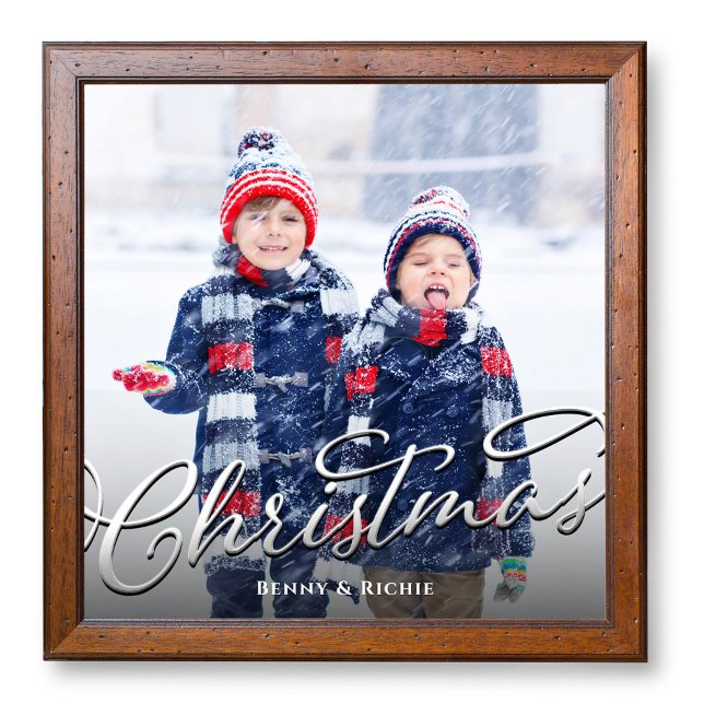Simple Family Photo Template Christmas Print (Christmas script photo poster template, available in various sizes. )