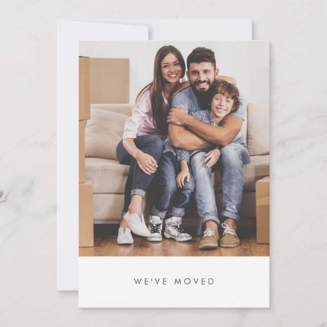 Simple Family Photo We've Moved New Home Address  Announcement (Front)