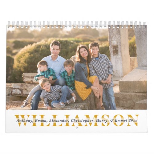 Simple Family Portrait Custom Last Name Calendar